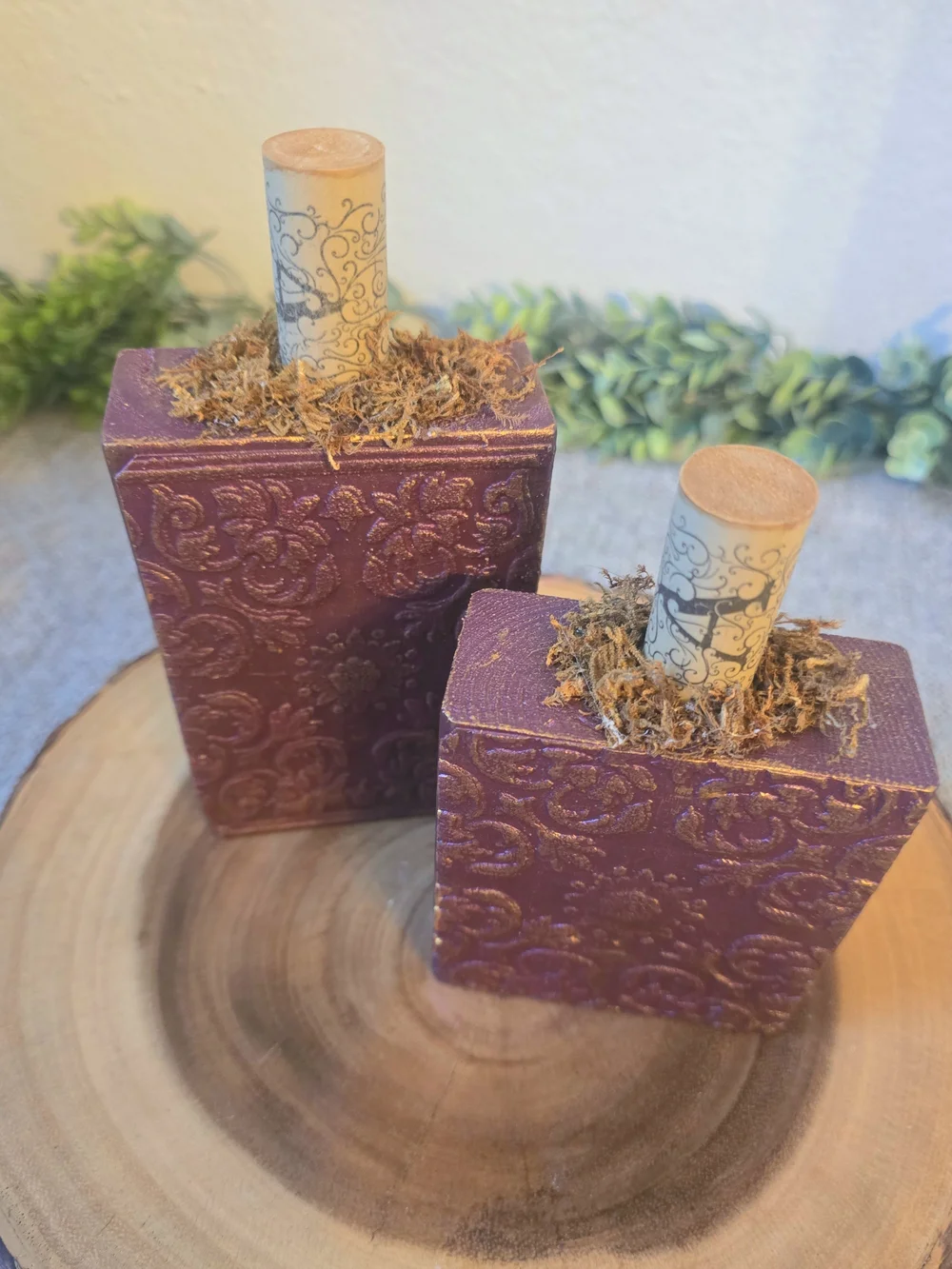 Embossed Metallic Burgundy Pumpkin Decor *dark & moody FALL
